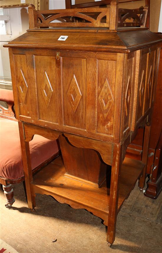 Unusual oak bureau / cabinet(-)